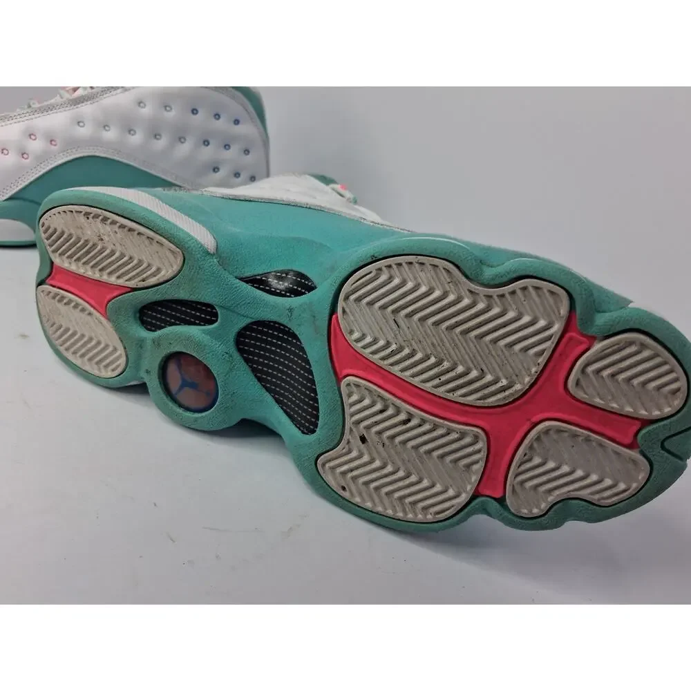 Air Jordan 13 GS Aurora Green Pink White Youth Basketball Shoes 439358-100 5Y